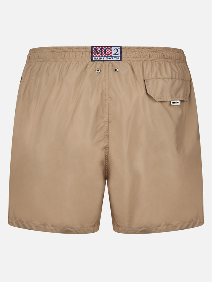 Beige Badeshorts für Herren aus leichtem Stoff Lighting Pantone | PANTONE® SPECIAL EDITION