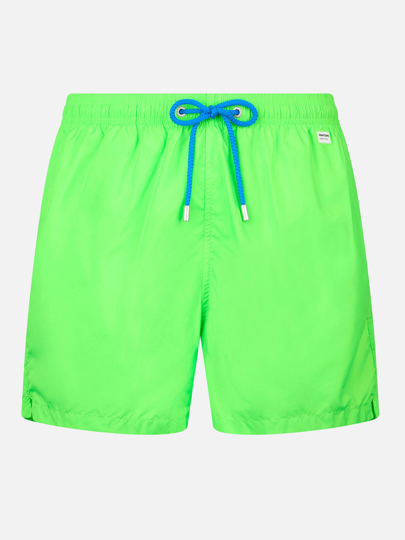 Herren-Badeshorts aus leichtem Stoff in Neongrün Lighting Pantone | PANTONE-SONDERAUSGABE