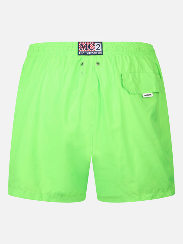 Man lightweight fabric fluo green swim-shorts Lighting Pantone | PANTONE SPECIAL EDITION