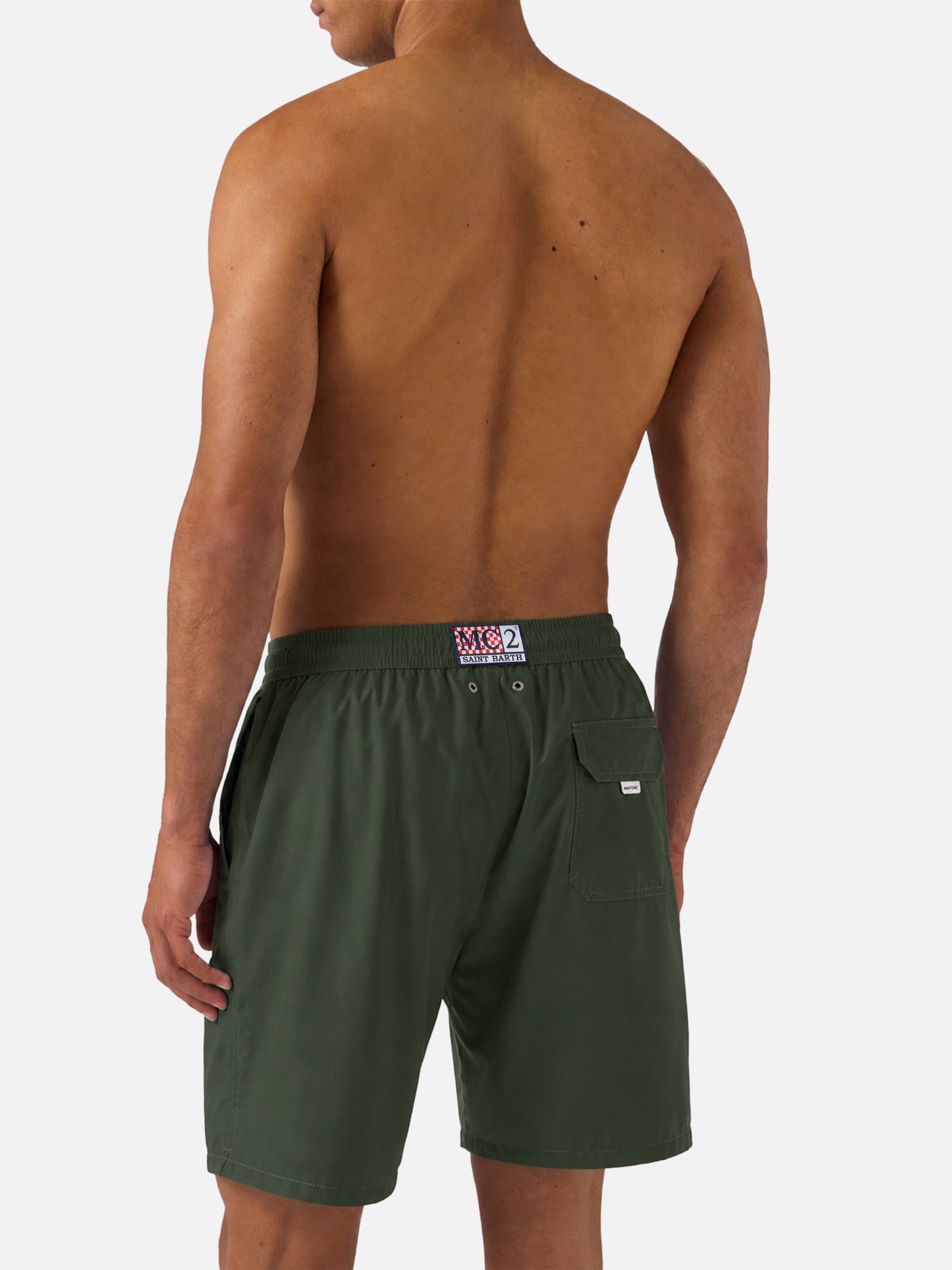 Short de bain long vert militaire éclairage pantone | Édition spéciale 