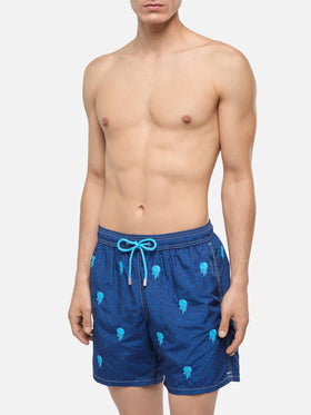 Lightweight fabric swim-shorts Lighting with jelly fish embroidery - MC2 Saint Barth