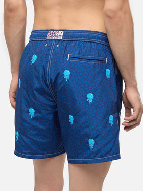 Lightweight fabric swim-shorts Lighting with jelly fish embroidery - MC2 Saint Barth