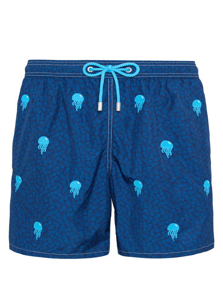Lightweight fabric swim-shorts Lighting with jelly fish embroidery - MC2 Saint Barth
