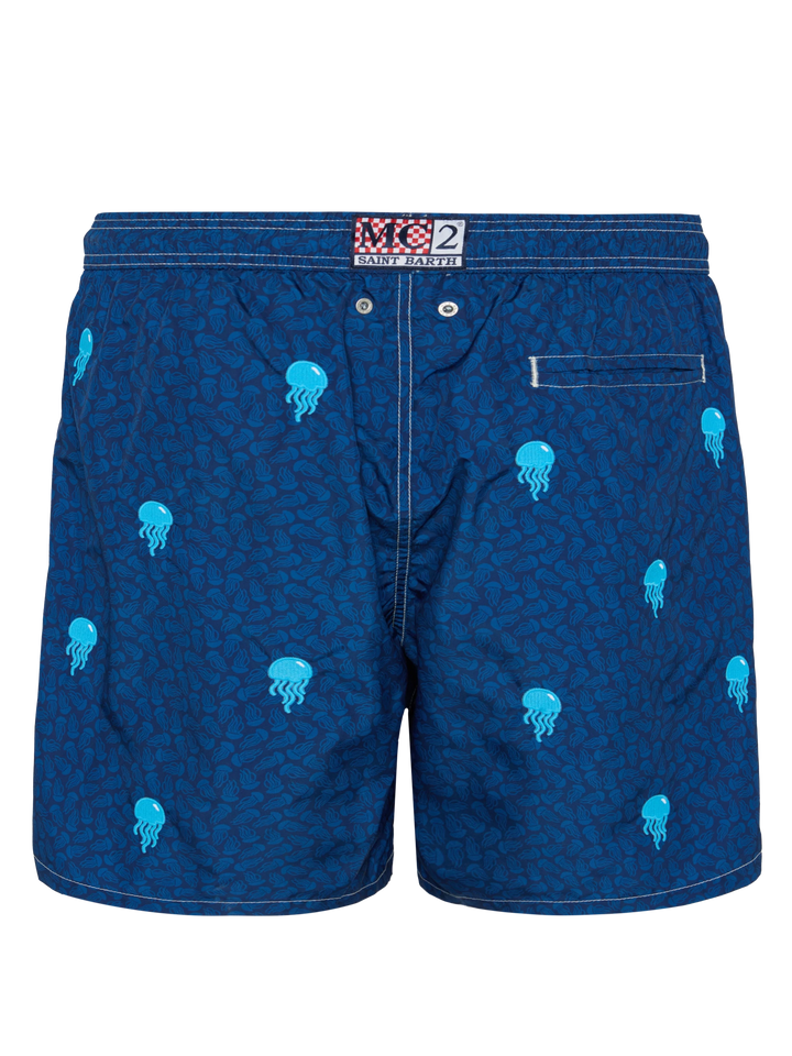 Lightweight fabric swim-shorts Lighting with jelly fish embroidery - MC2 Saint Barth