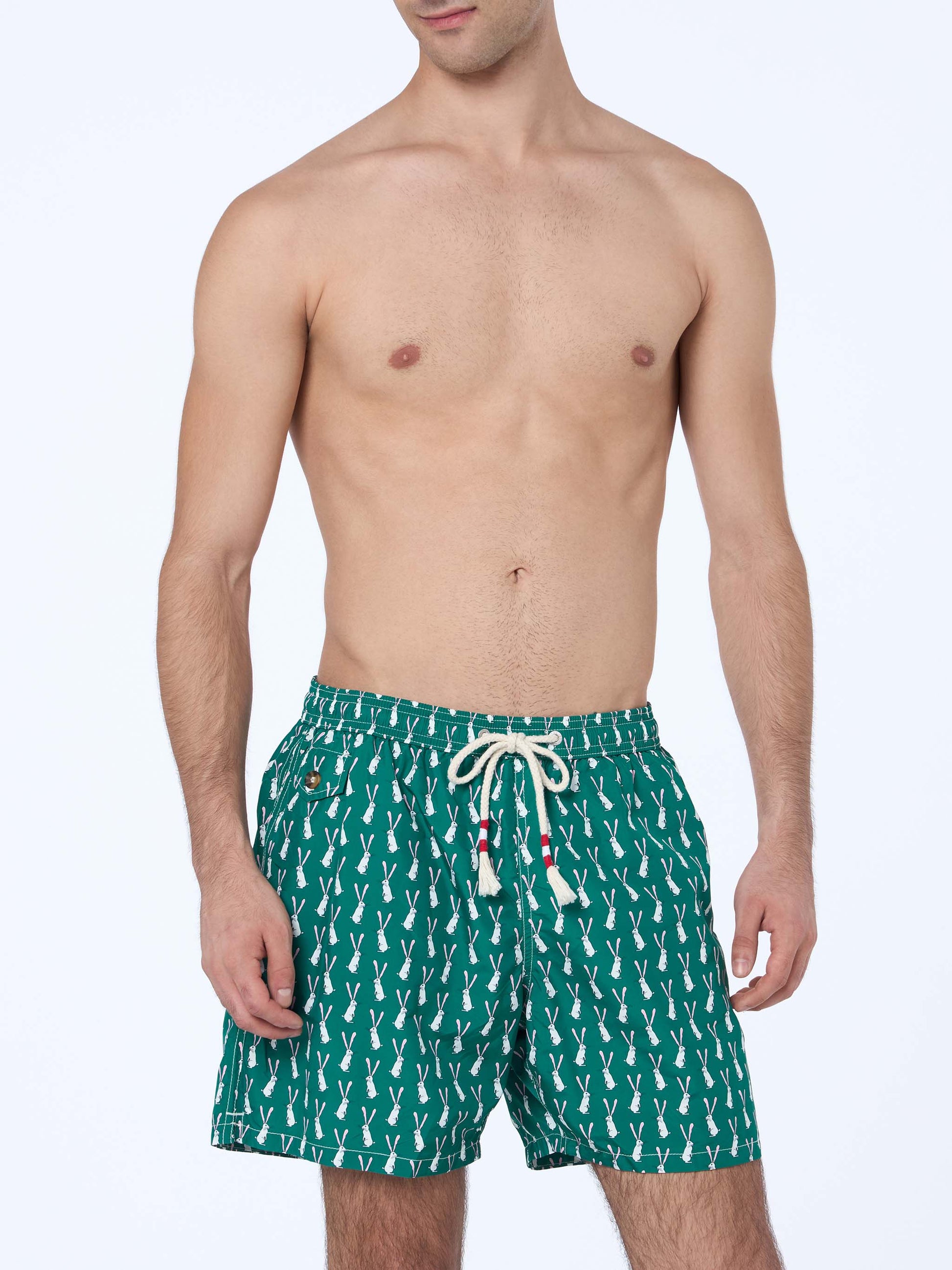 Man lightweight fabric swim-shorts Lighting 70 with rabbit print - MC2 Saint Barth