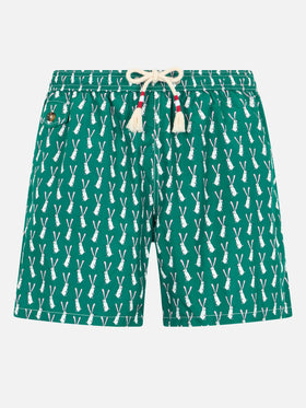Man lightweight fabric swim-shorts Lighting 70 with rabbit print - MC2 Saint Barth