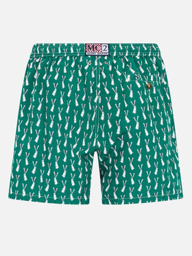 Man lightweight fabric swim-shorts Lighting 70 with rabbit print - MC2 Saint Barth