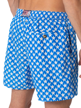 Man lightweight fabric swim-shorts Lighting 70 with seastars print - MC2 Saint Barth