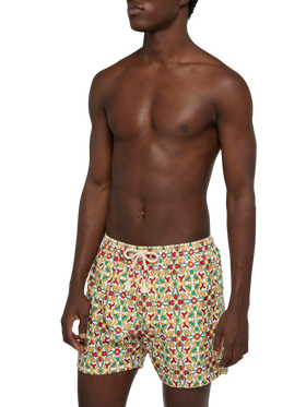 Lightweight fabric swim-shorts Lighting 70 with majolica print - MC2 Saint Barth