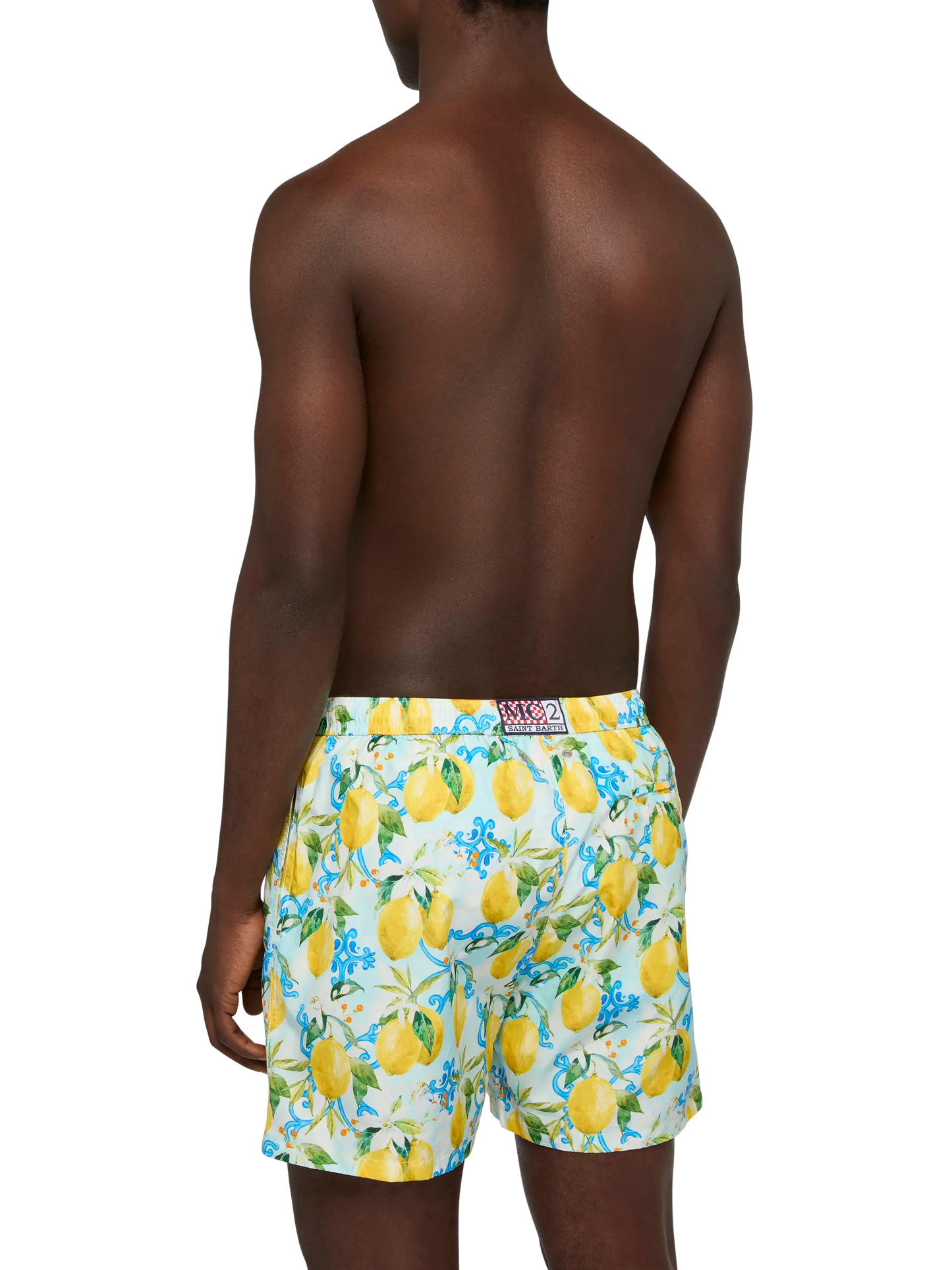 Lightweight fabric swim-shorts Lighting 70 with majolica print - MC2 Saint Barth