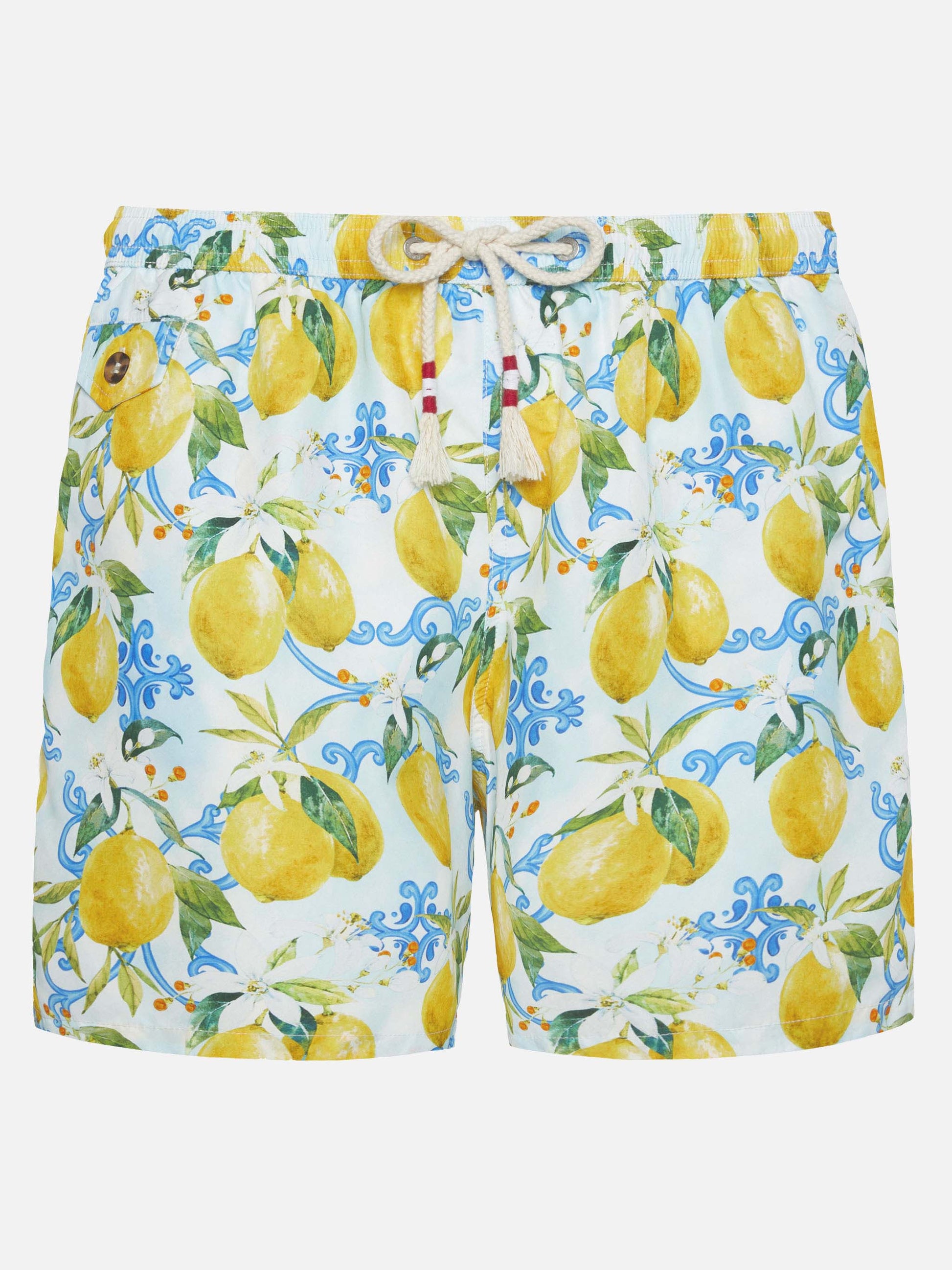 Lightweight fabric swim-shorts Lighting 70 with majolica print - MC2 Saint Barth