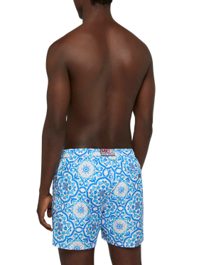 Lightweight fabric swim-shorts Lighting 70 with majolica print - MC2 Saint Barth