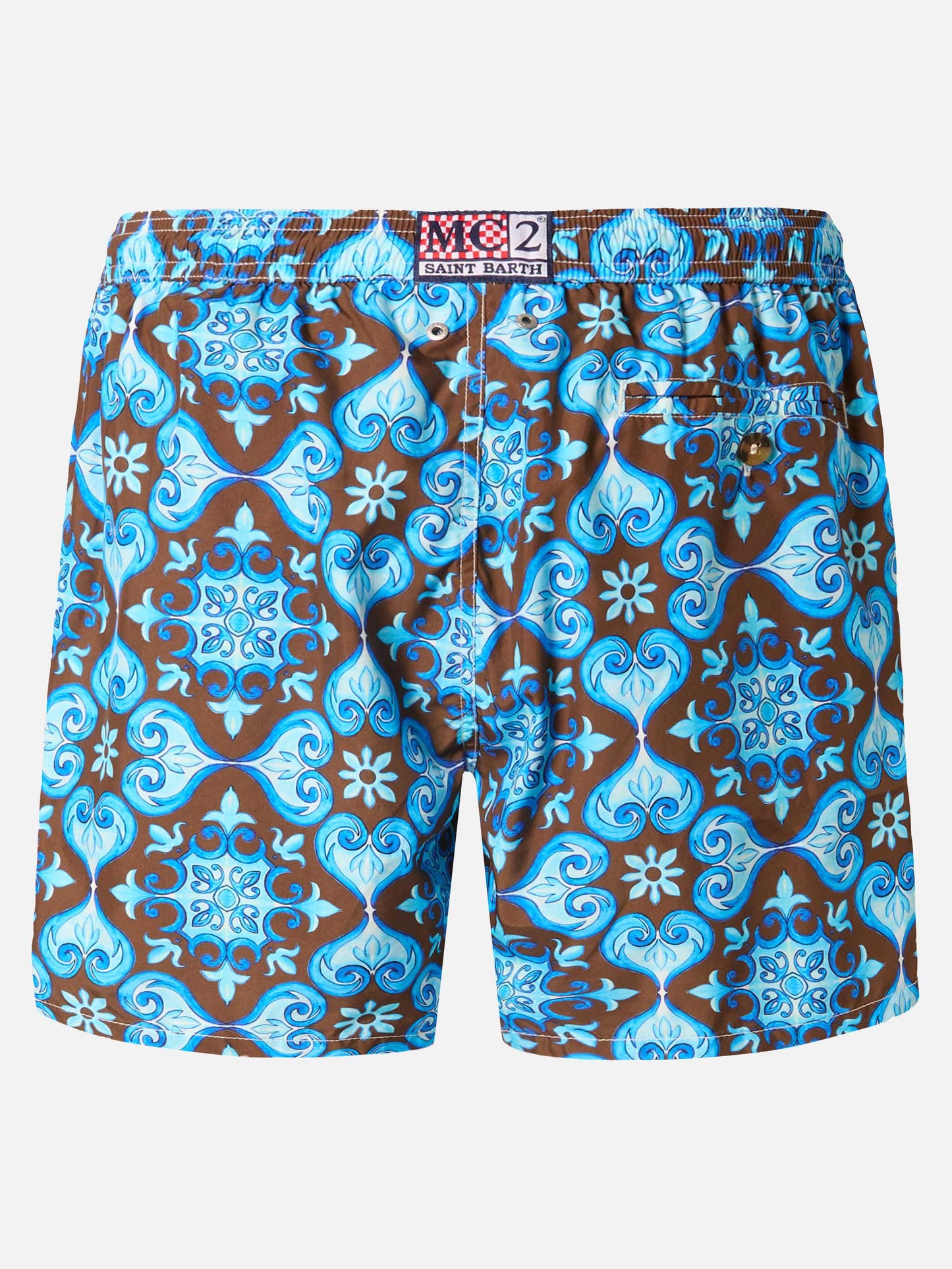 Lightweight fabric swim-shorts Lighting 70 with tile pattern
