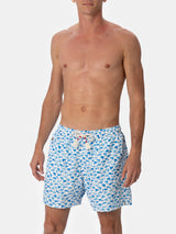 Man lightweight fabric swim-shorts Lighting 70 with sharks print