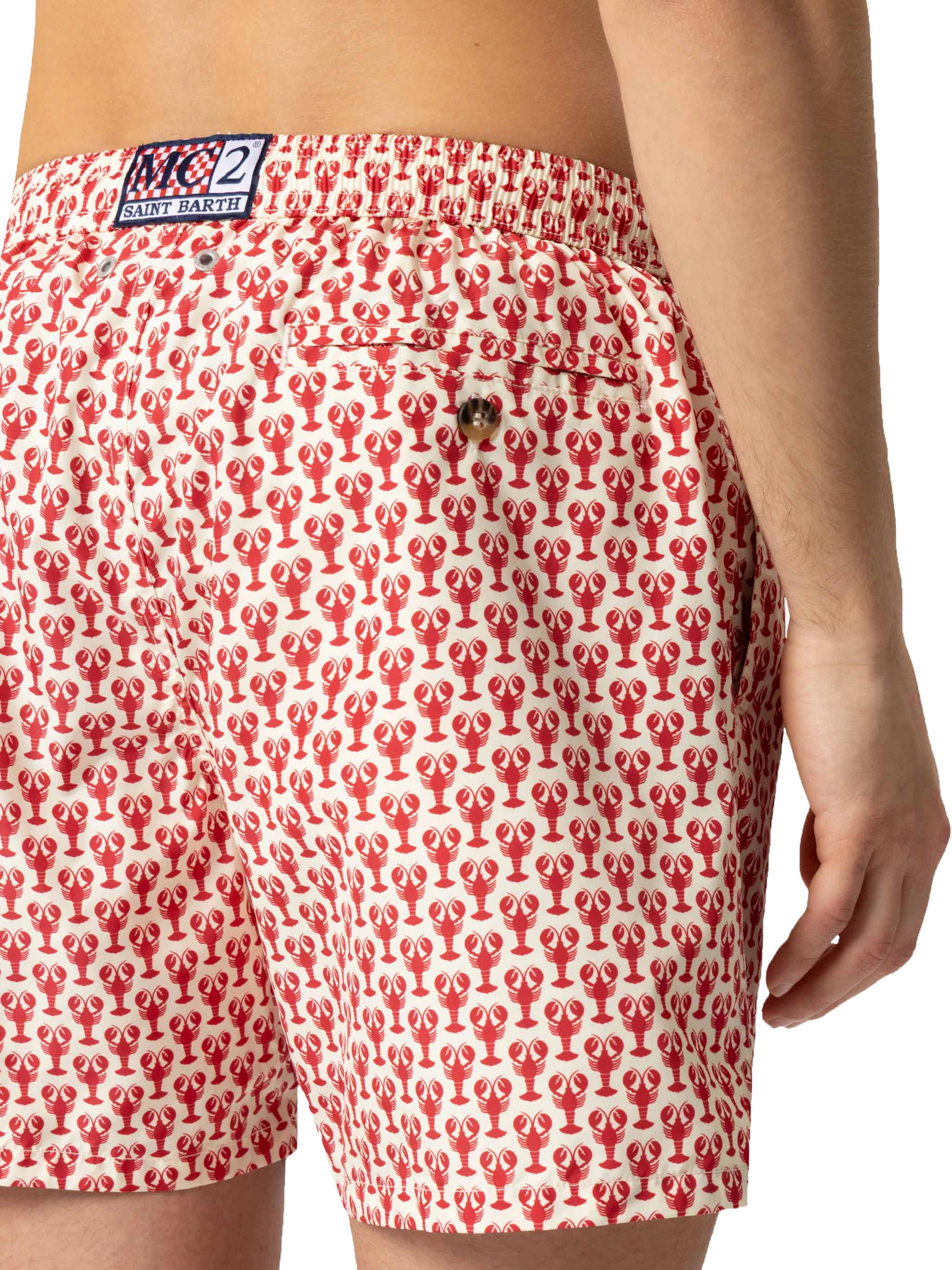 Lightweight fabric swim shorts Lighting 70 with lobster print - MC2 Saint Barth