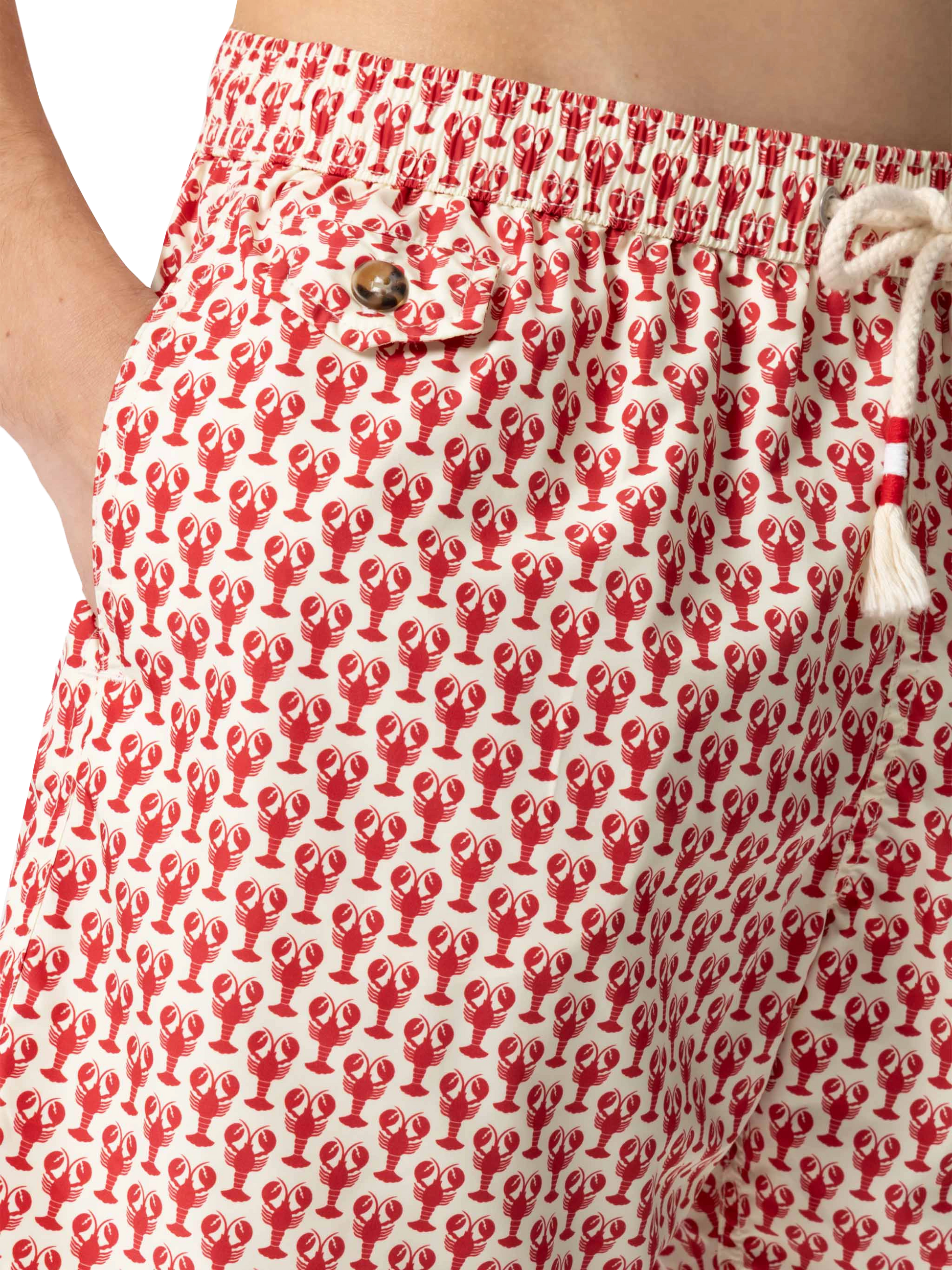 Lightweight fabric swim shorts Lighting 70 with lobster print - MC2 Saint Barth