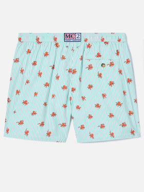 Green striped Lighting Micro swim shorts with all-over octopus print