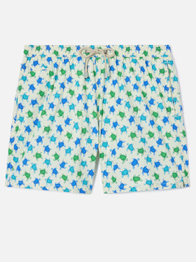 White Lighting Micro swim shorts with all-over turtle print