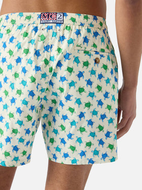 White Lighting Micro swim shorts with all-over turtle print
