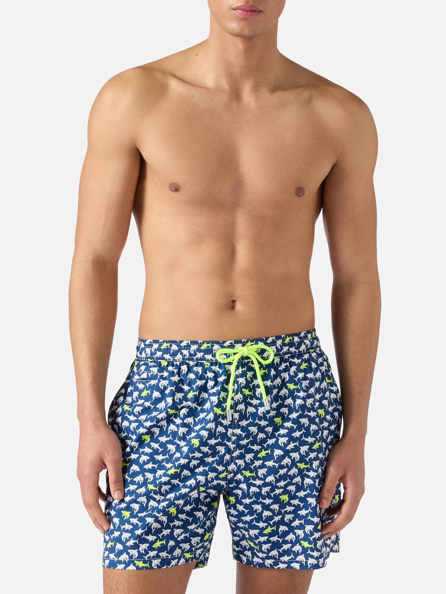 Costume mare Lighting Micro blu navy con stampa squali all-over