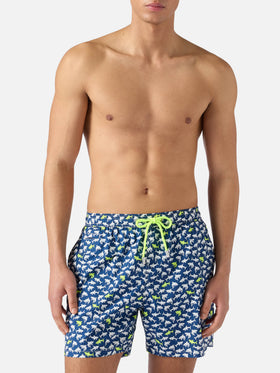 Costume mare Lighting Micro blu navy con stampa squali all-over