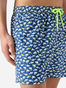 Costume mare Lighting Micro blu navy con stampa squali all-over