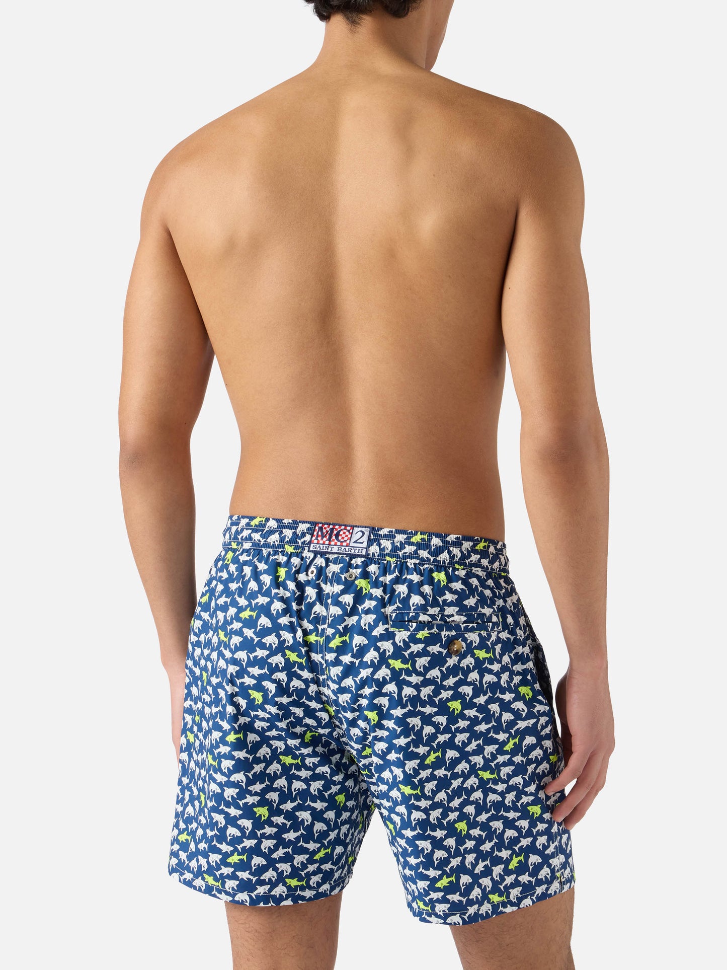 Costume mare Lighting Micro blu navy con stampa squali all-over