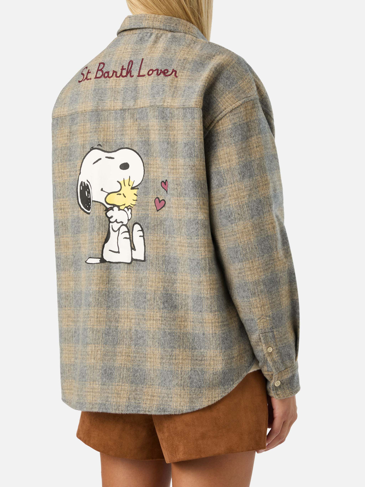 Camisa de franela de mezcla de lana Lully con bordado de Snoopy | Special edition 