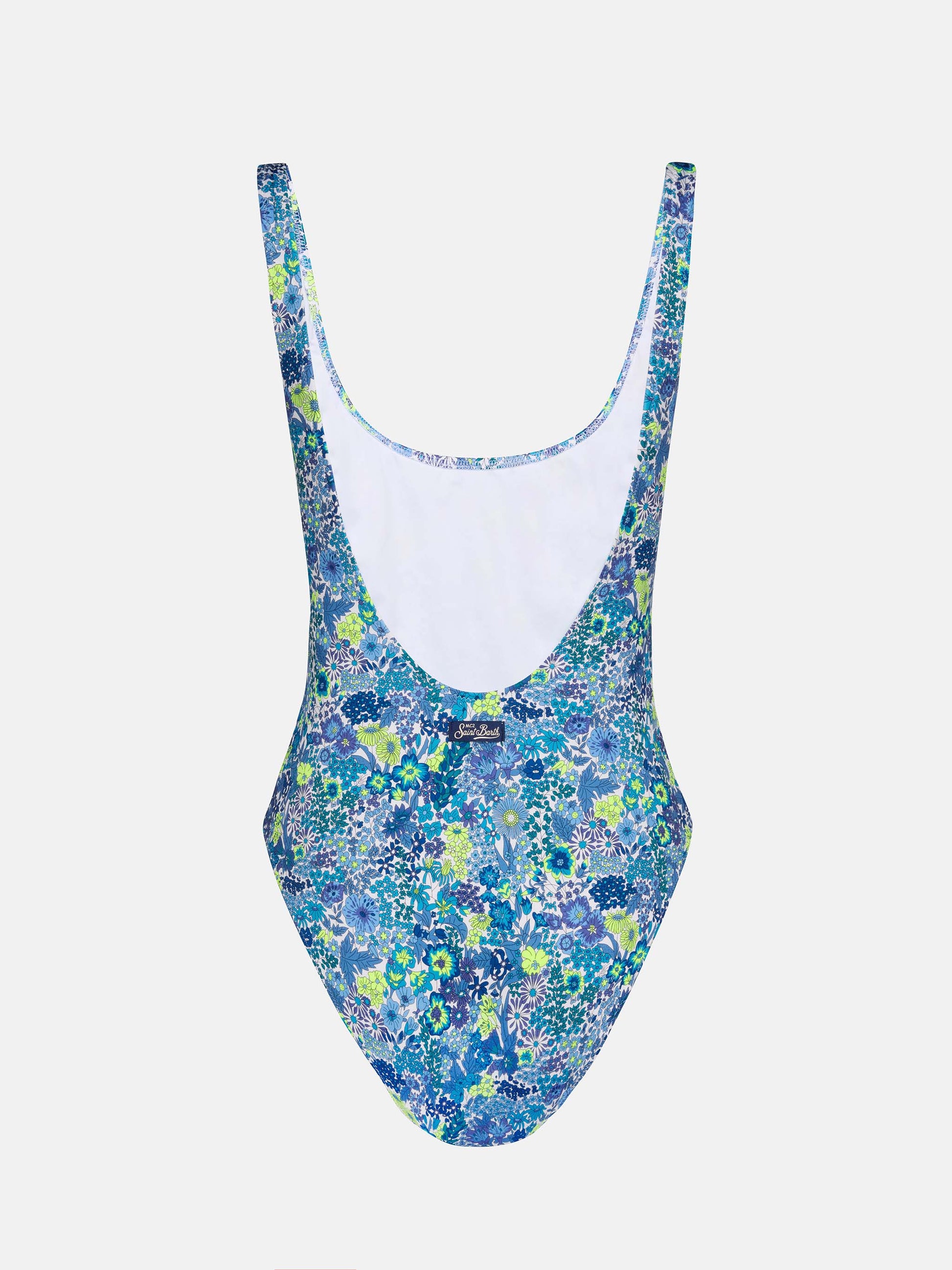 Lora scoopback one piece swimsuit with Margaret Annie print | MADE WITH LIBERTY FABRIC - MC2 Saint Barth