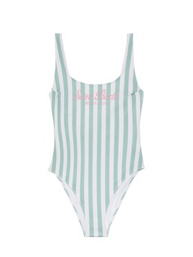 Lora scoopback one-piece swimsuit with striped print - MC2 Saint Barth