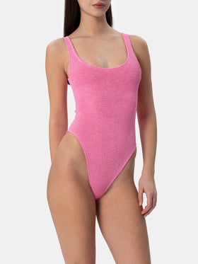 Lora pink crinkle one-piece swimsuit - MC2 Saint Barth