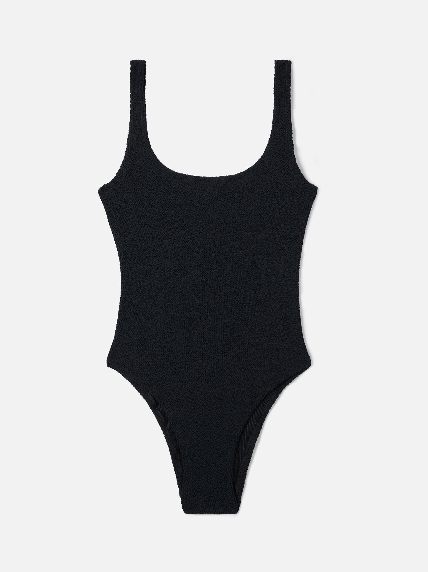 Lora one-piece swimsuit in black crinkle fabric