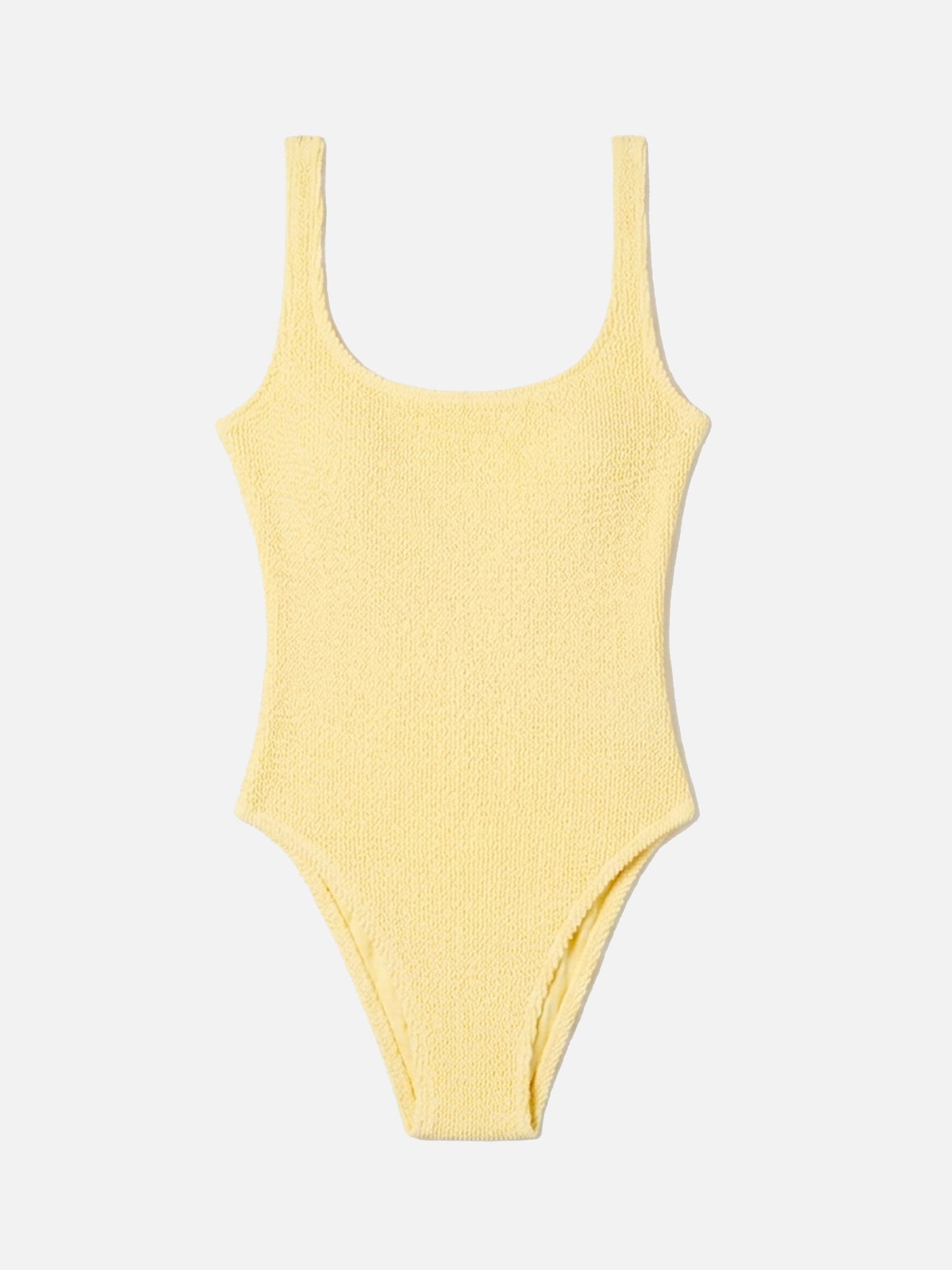 Lora one-piece swimsuit in butter yellow crinkle fabric
