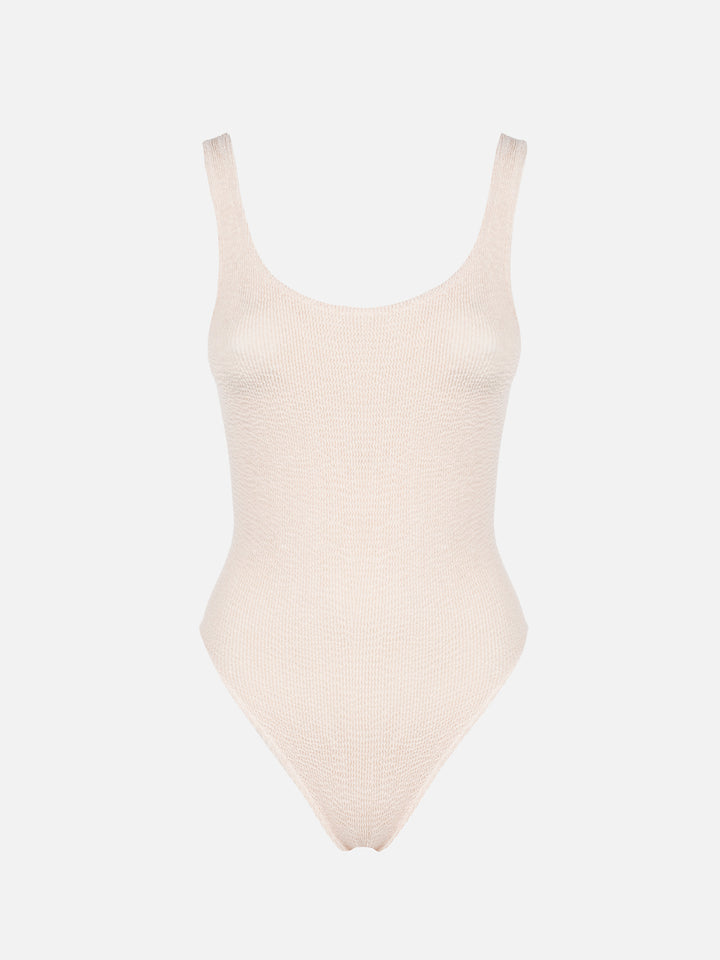 Lora beige crinkle one-piece swimsuit - MC2 Saint Barth