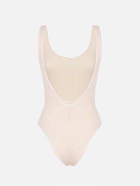 Lora beige crinkle one-piece swimsuit - MC2 Saint Barth