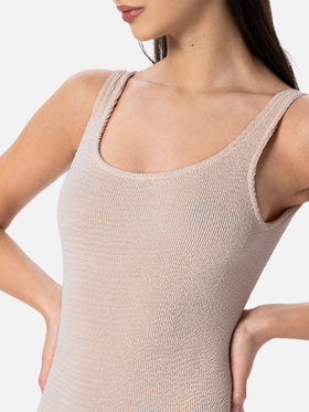 Lora beige crinkle one-piece swimsuit - MC2 Saint Barth