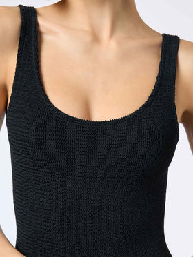 Lora black crinkle one-piece swimsuit - MC2 Saint Barth