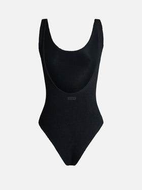 Lora black crinkle one-piece swimsuit - MC2 Saint Barth