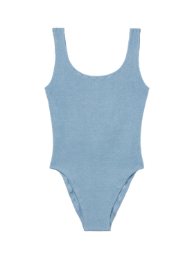 Lora crinkle lurex avio blue one-piece swimsuit - MC2 Saint Barth