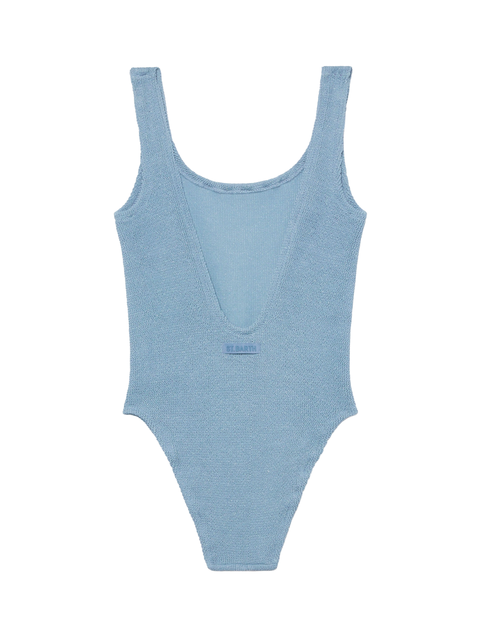 Lora crinkle lurex avio blue one-piece swimsuit - MC2 Saint Barth