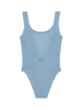 Lora crinkle lurex avio blue one-piece swimsuit - MC2 Saint Barth