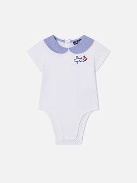 Body Lou in cotone organico con ricamo Mini Captain