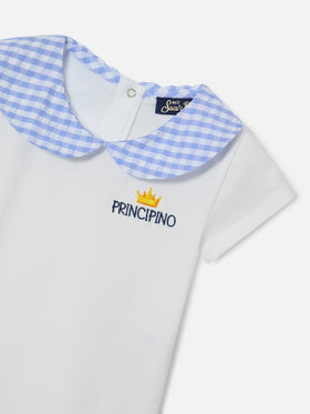 Body Lou in cotone organico con ricamo Principino