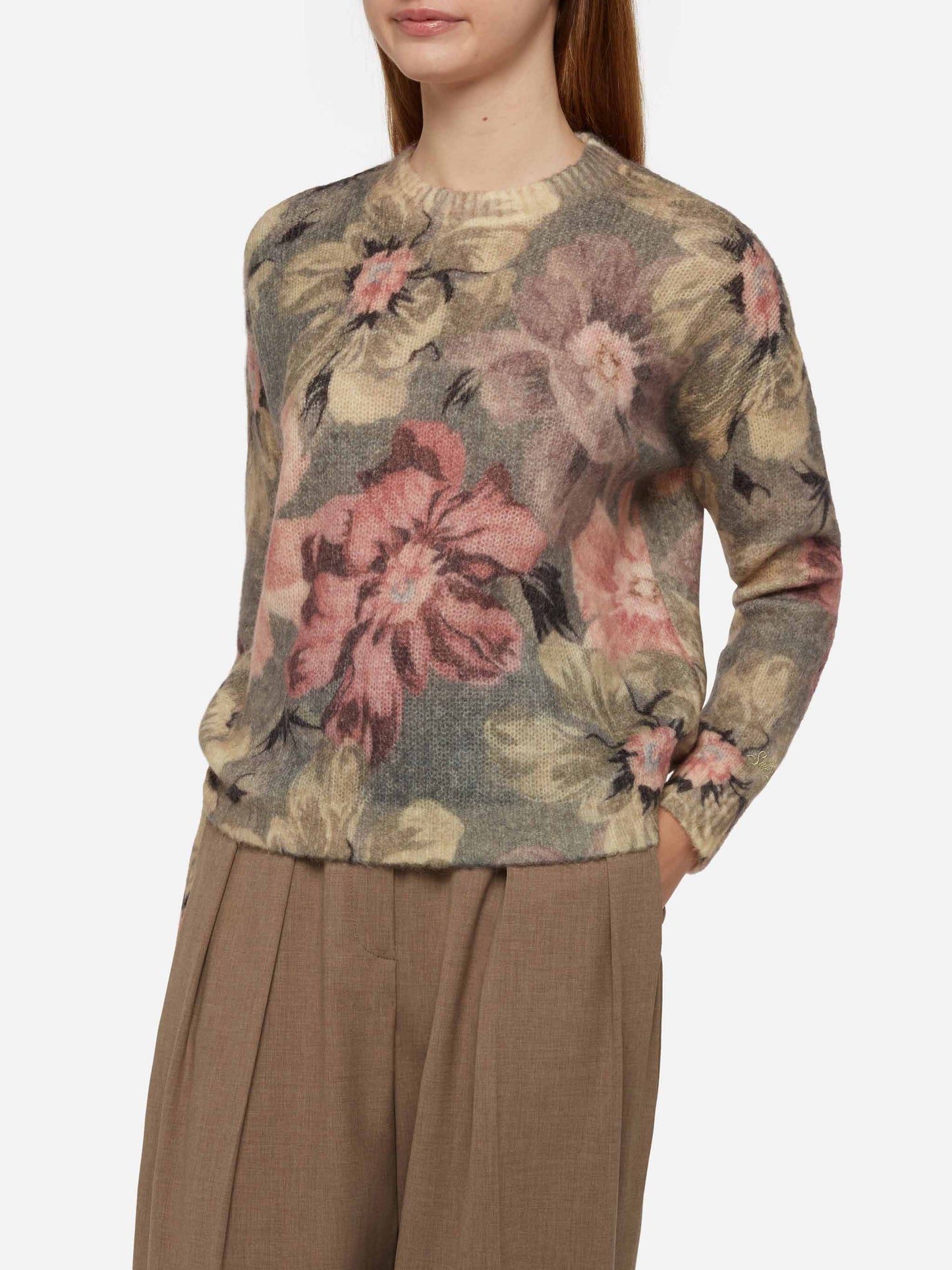 Woman mohair sweater Louise with flower print - MC2 Saint Barth