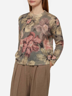 Woman mohair sweater Louise with flower print - MC2 Saint Barth