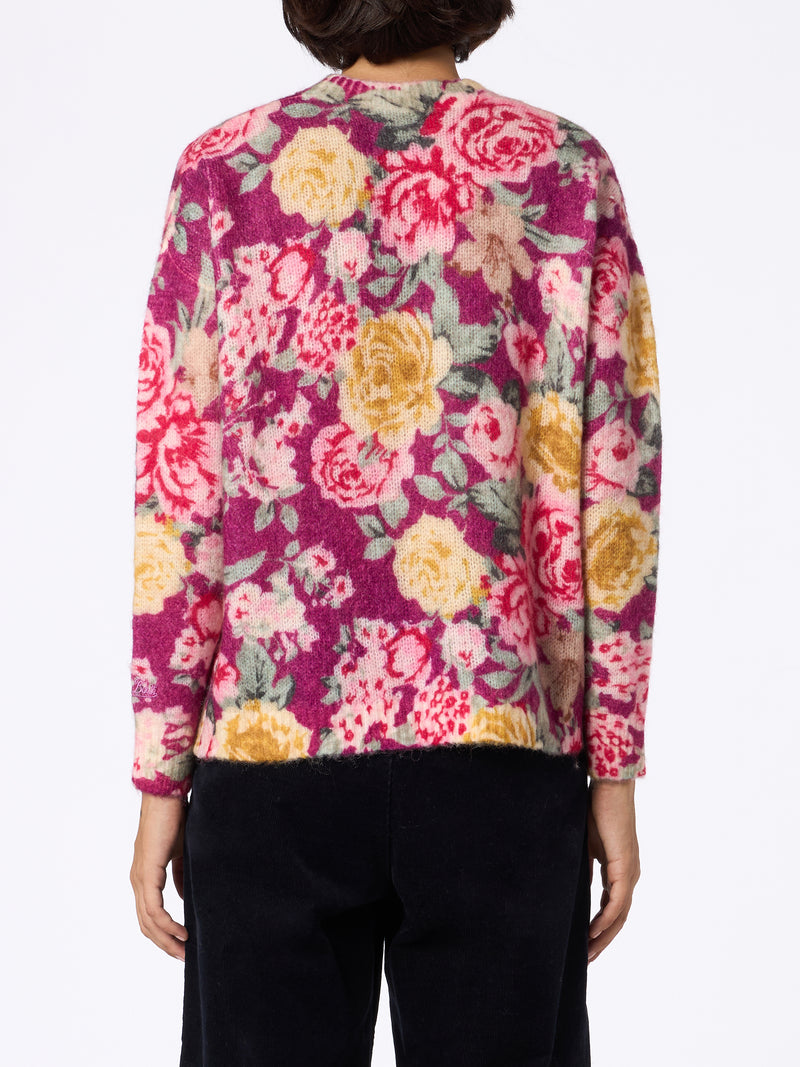 Woman blend cashmere sweater Louise with flower print