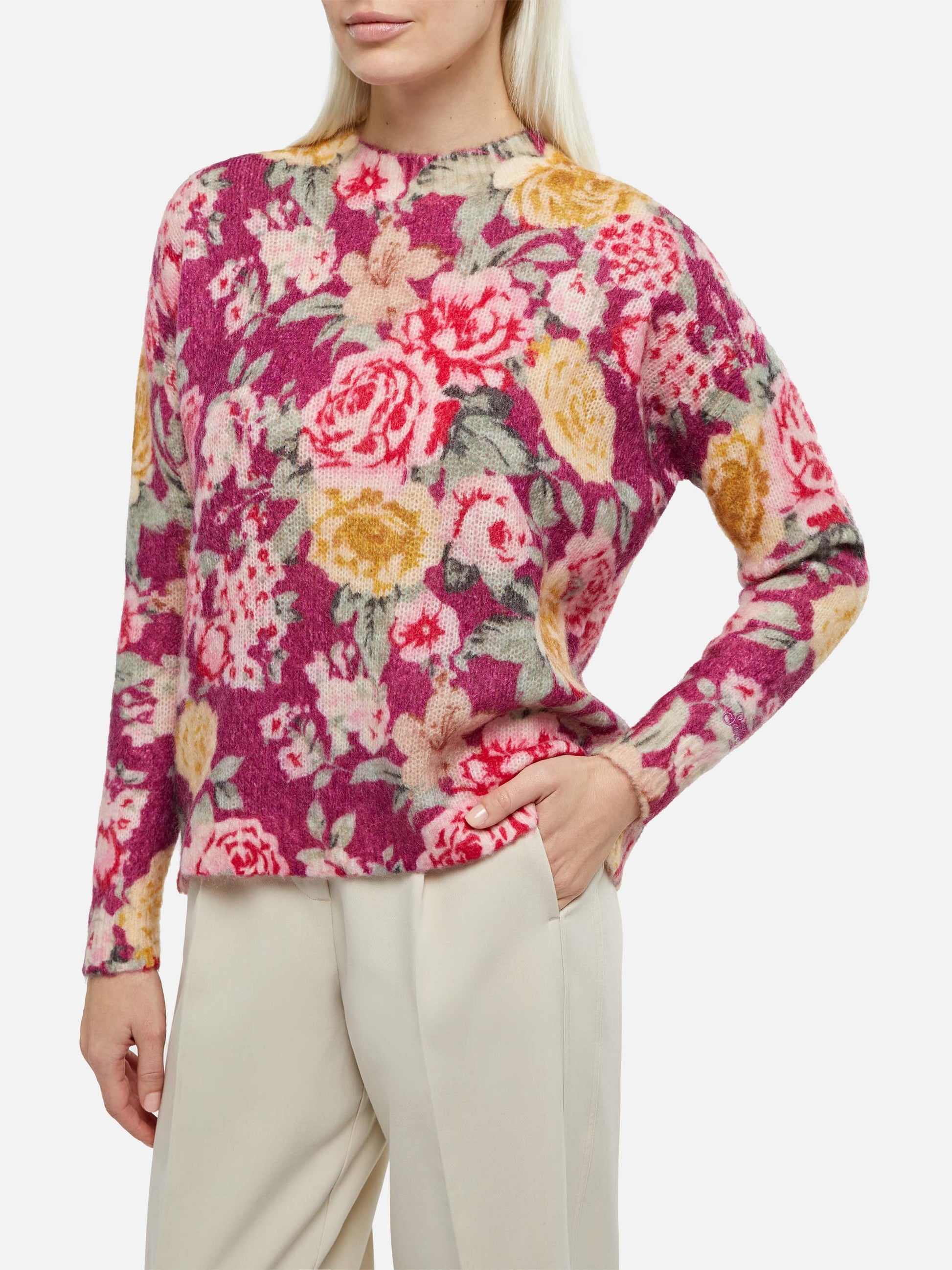 Woman cashmere blend sweater Louise with flower print - MC2 Saint Barth