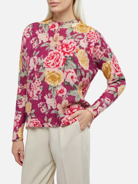Woman cashmere blend sweater Louise with flower print - MC2 Saint Barth