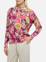 Woman cashmere blend sweater Louise with flower print