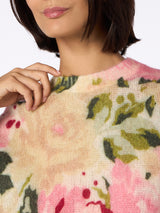 Woman blend cashmere sweater Louise with peony print